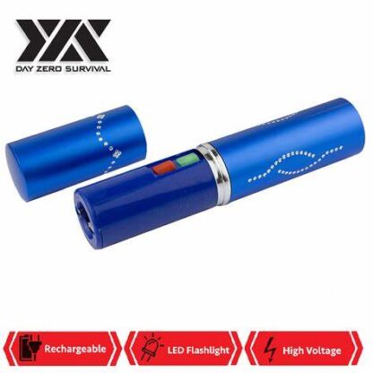 DZS Blue Rechargeable Lipstick 2.5 Million Volt Discrete Stun Gun With LED Light
