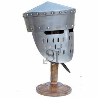 Crusader Peaked Pot Helmet with Stand