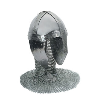 Medieval Norman Helmet with Aventail and Stand
