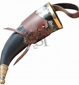 Brass Rim Medieval Drinking Horn with Leather Holster