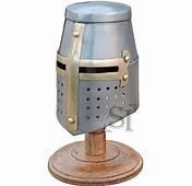 Miniature Brass Crusader Knight Helmet Display Collectible With Stand