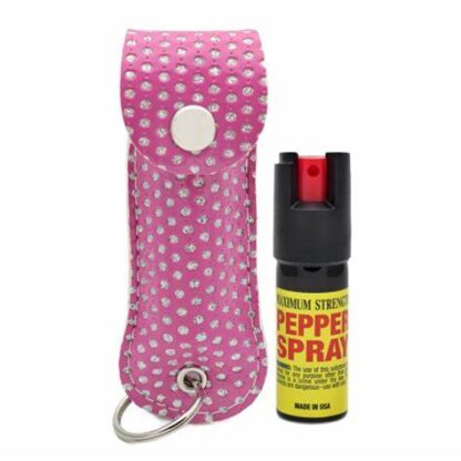 Bling Keychain Personal Defense Pepper Spray OC-18 1/2 oz With Case Black