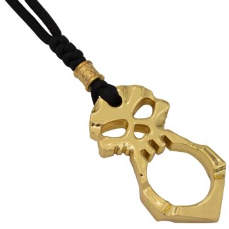 Lanyard Necklace One Finger Skull Knuckle Keychain Gold
