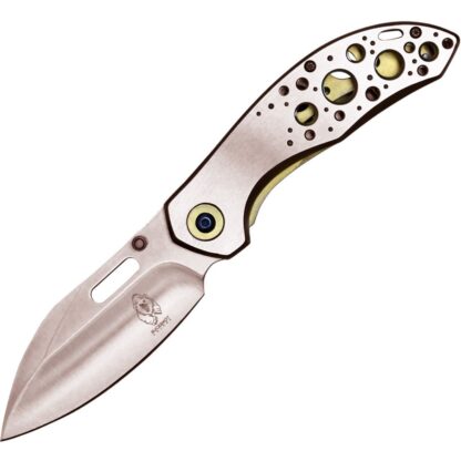 Assisted Open Folding Pocket Knife with Gold Trim