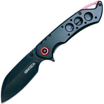 Assisted Open Folding Pocket Knife, Black Handle w/ Red Accents