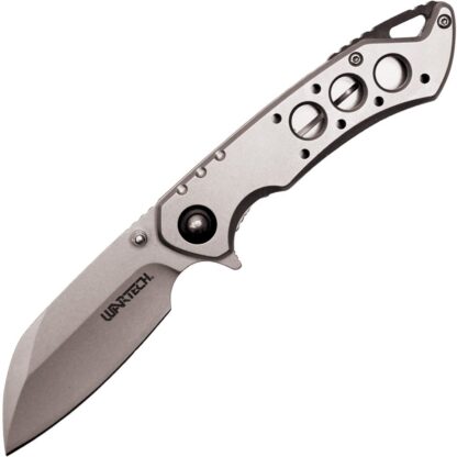 Assisted Open Folding Pocket Knife, Silver Handle w/ Black Accents