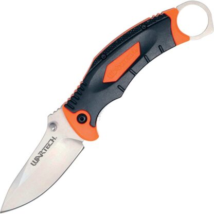 Assisted Open Pocket Knife Black and Orange with hidden second blade